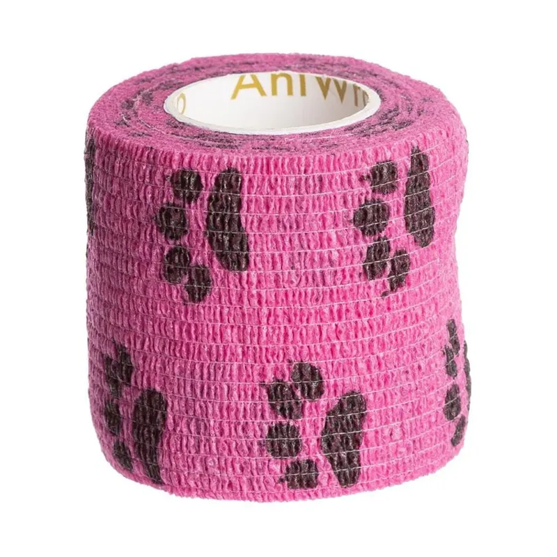 AniWrap Cohesive Bandage 5cm Paw Print Pink
