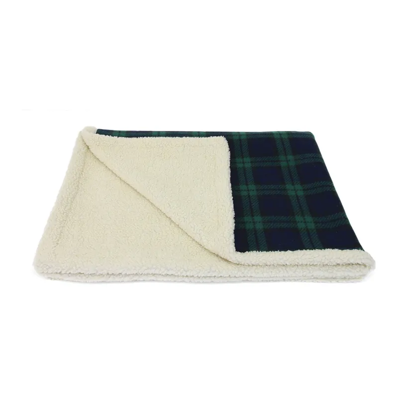 Earthbound Sherpa Fleece Pet Blanket Black Watch