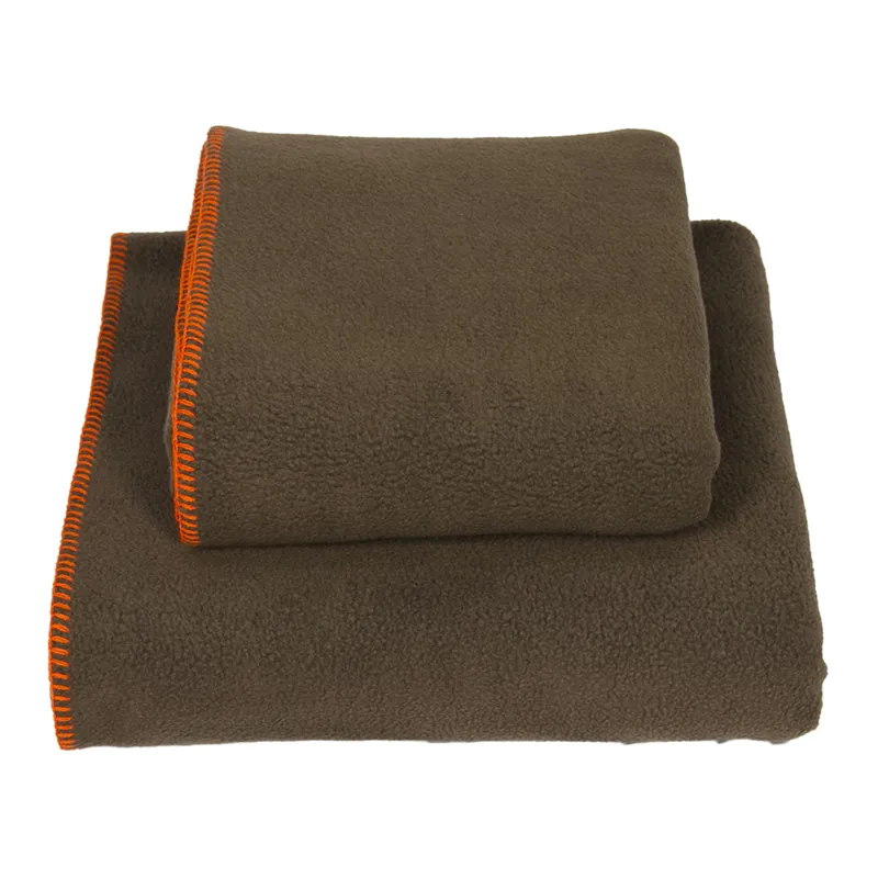 Earthbound Stitched Fleece Blanket Brown and Orange Thread