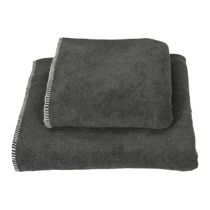 Earthbound Stitched Fleece Blanket Charcoal and Silver Thread