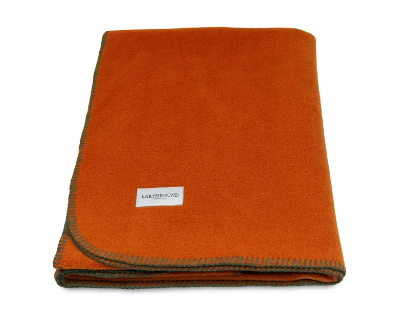Earthbound Stitched Fleece Blanket Burnt Orange