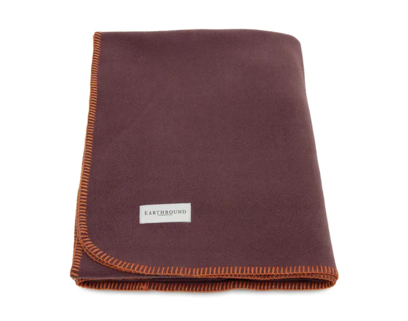 Earthbound Stitched Fleece Blanket Dusty Mulberry
