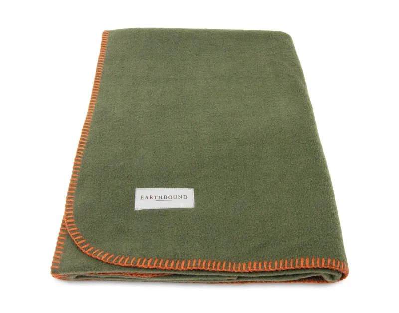 Earthbound Stitched Fleece Blanket Juniper Green