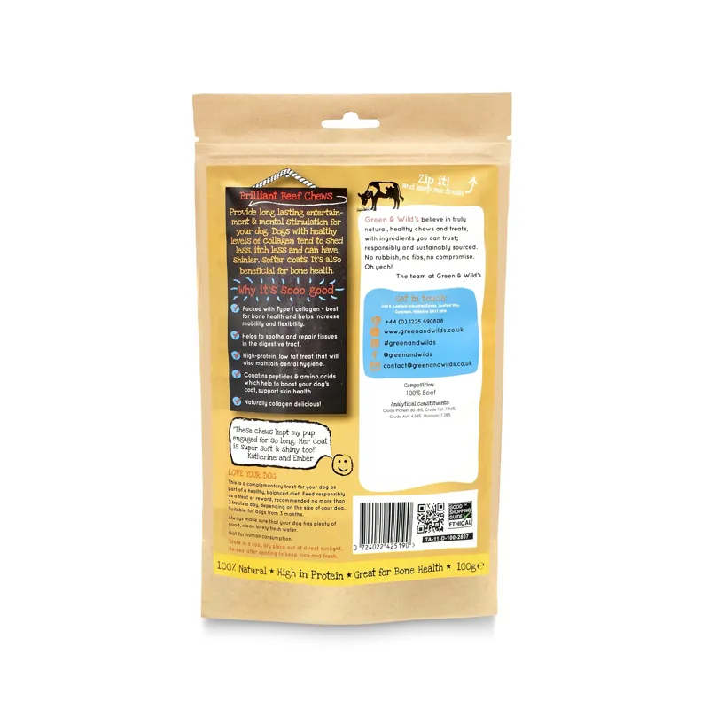 Green and Wilds Brilliant Beef Collagen Chews 100g-2
