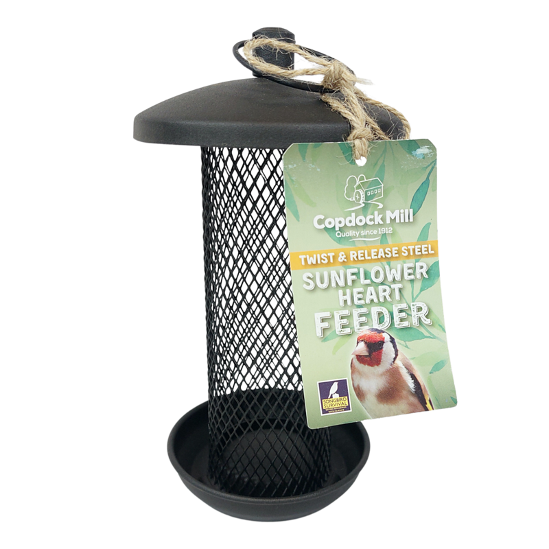 Copdock Mill Twist and Release Steel Sunflower Heart Feeder-1