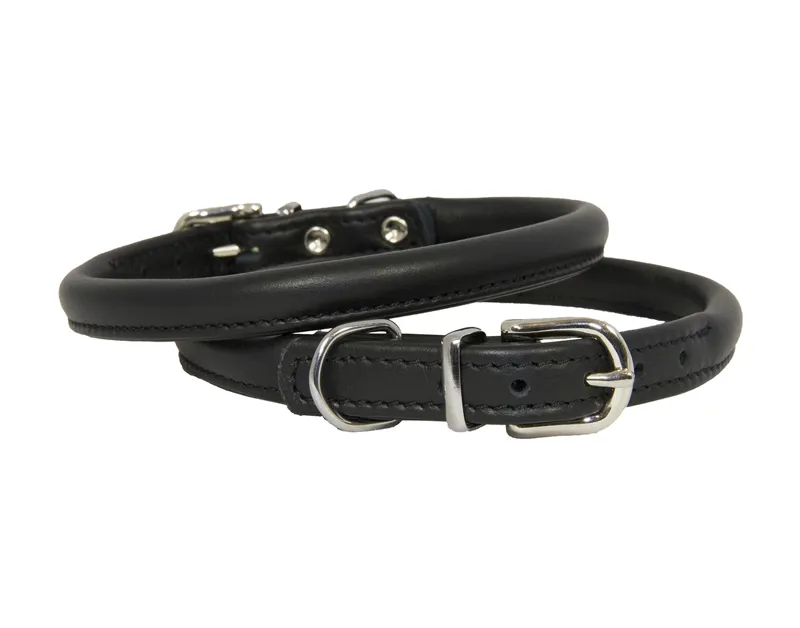 Earthbound Rolled Leather Collar Black