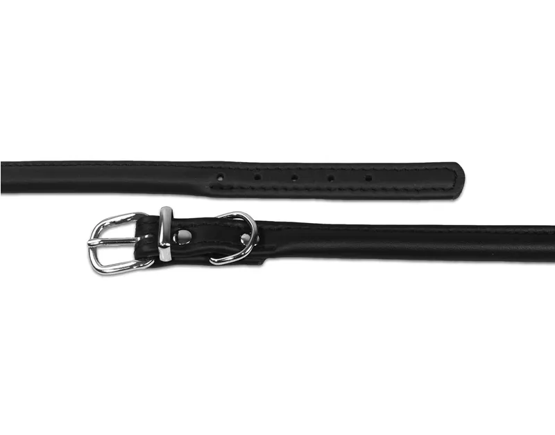 Earthbound Rolled Leather Collar Black-1