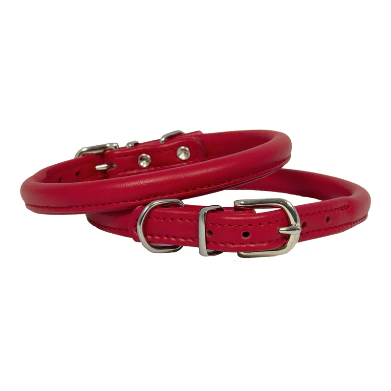 Earthbound Rolled Leather Collar Red