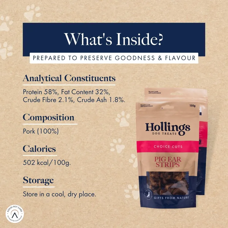 Hollings Pig Ear Strips 500g-2