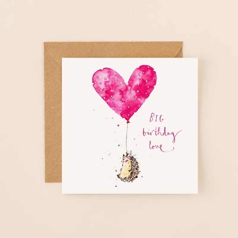 Louise Mulgrew Big Birthday Love Hedgehog Blank Card