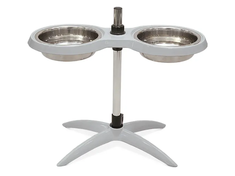 George Barclay Height Adjustable Double Feeding Dog Bowl 2x2200ml Pebble Grey
