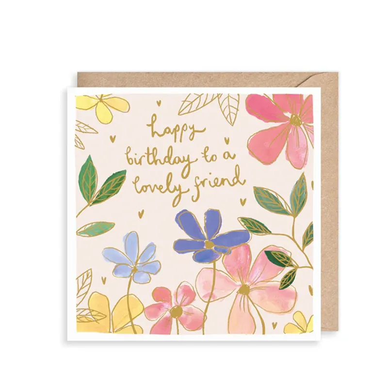 Louise Mulgrew Rainbow Flowers Happy Birthday Friend Card