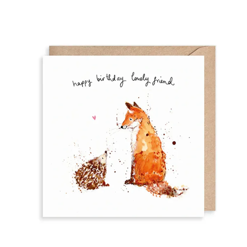 Louise Mulgrew Hedgehog and Fox Lovely Friend Card