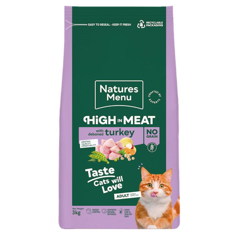 Natures Menu Adult Cat High in Meat Turkey 3kg