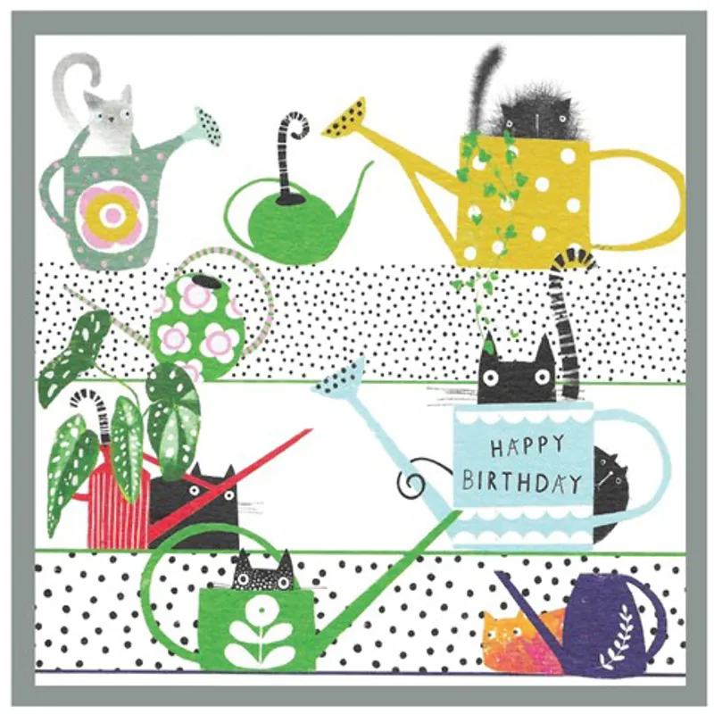 Margo Happy Birthday Watering Cans and Cats Card