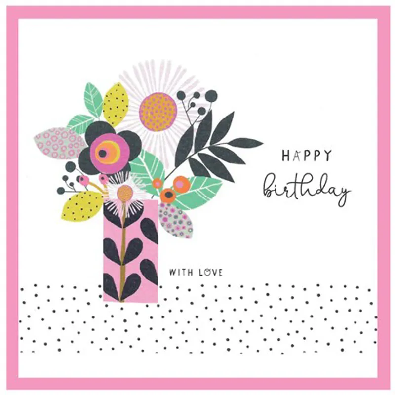 Margo Happy Birthday With Love Vase Card