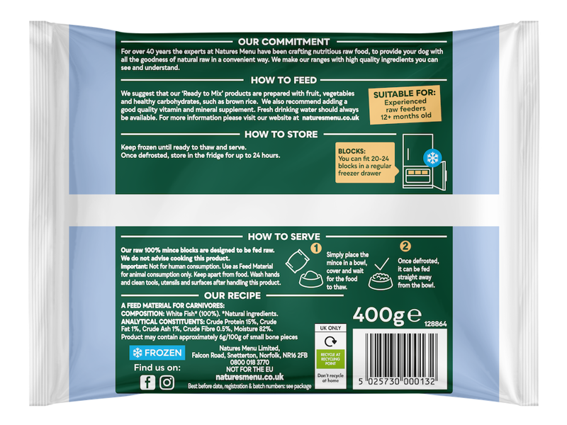 Natures Menu Just White Fish Mince 400g-1