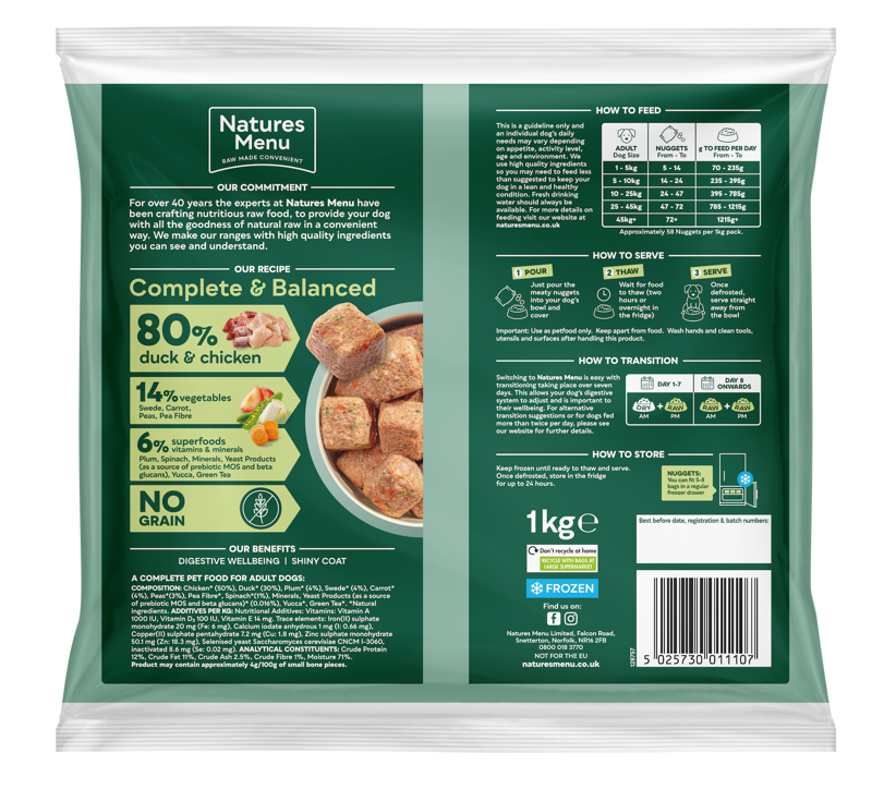 Natures Menu 80/20 Duck and Chicken 1kg-1
