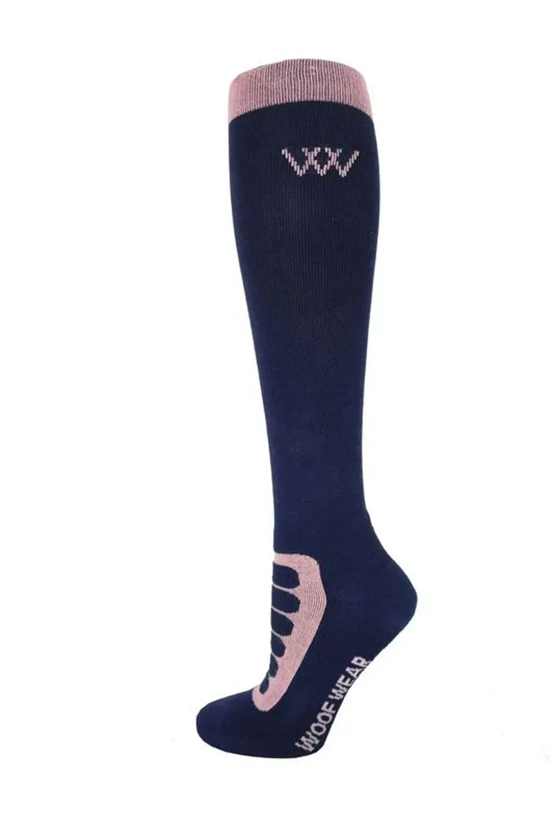 Woof Wear Long Bamboo Tech Riding Socks Navy and Rose