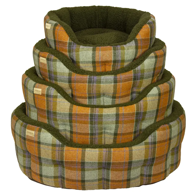 Earthbound Classic Round Traditional Tweed Bed Orange Check