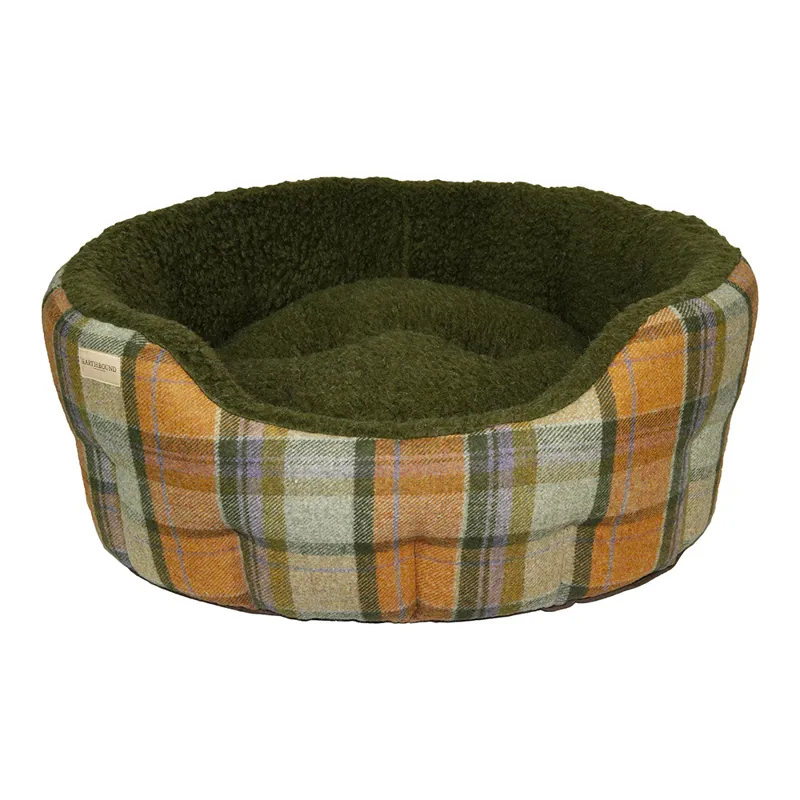 Earthbound Classic Round Traditional Tweed Bed Orange Check-1