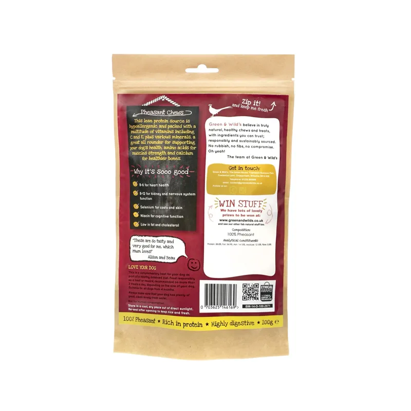 Green and Wilds Pheasant Chews 100g-2