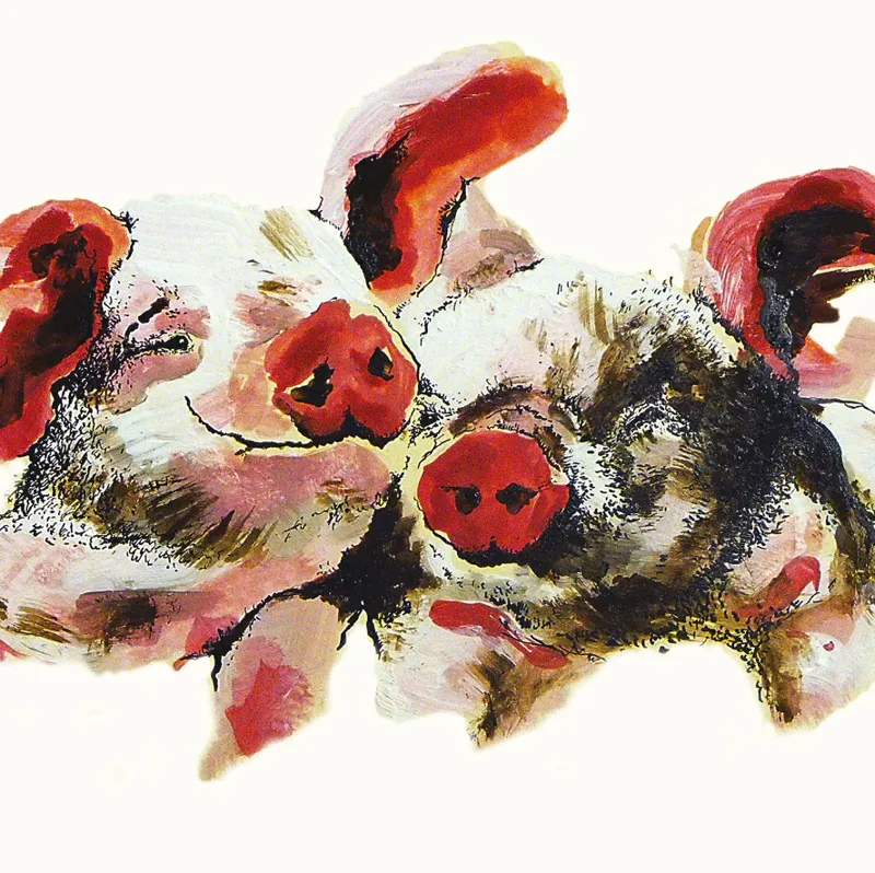 Anna Wright Snuggles Pig Card