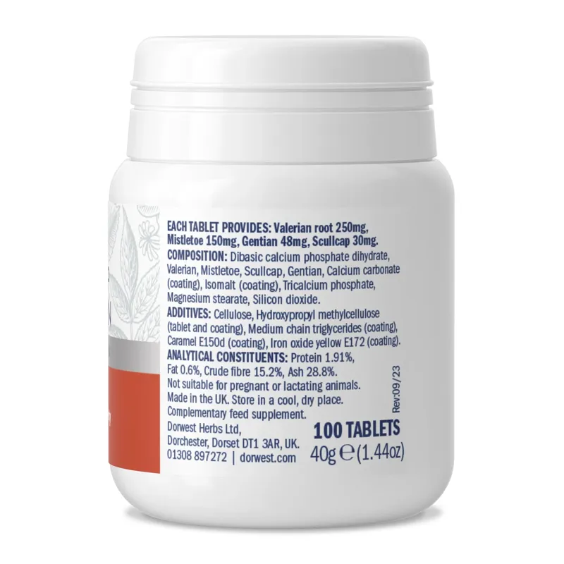 Dorwest Scullcap and Valerian 100 Tablets for Dogs and Cats-1