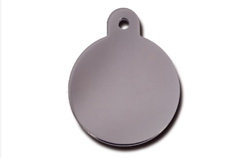 Large Premium Smoked Chrome Circle ID Tag