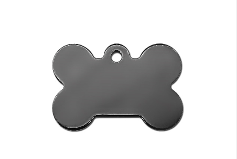 Large Premium Smoked Chrome Bone ID Tag