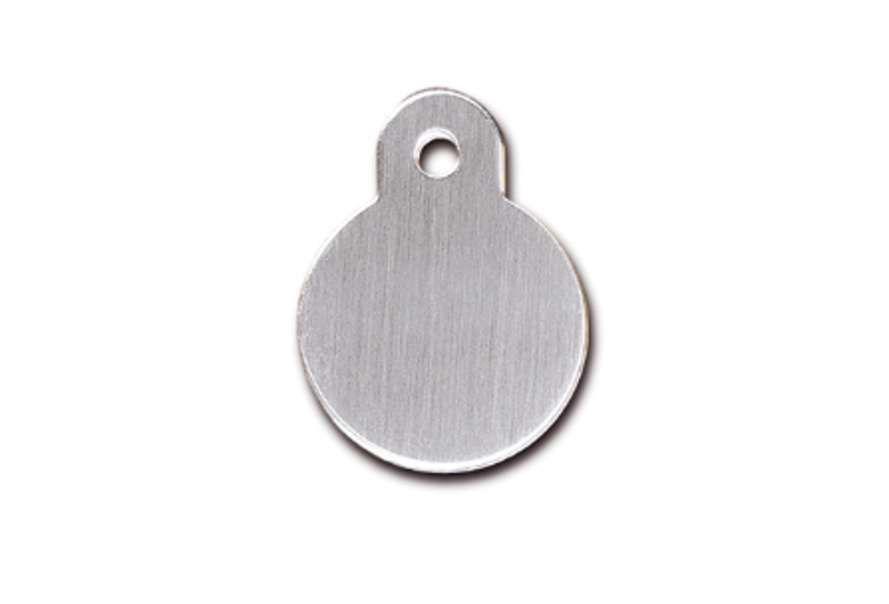 Small Premium Brushed Chrome Circle ID Tag