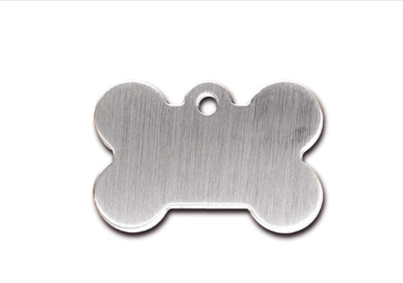 Large Premium Brushed Chrome Bone ID Tag