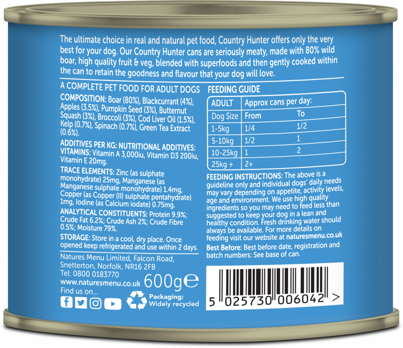 Natures Menu Country Hunter Wild Boar with Superfoods 600g-1