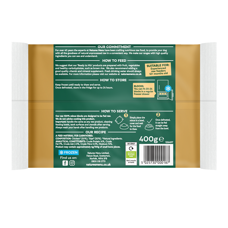 Natures Menu Just Chicken and Tripe Mince 400g-1