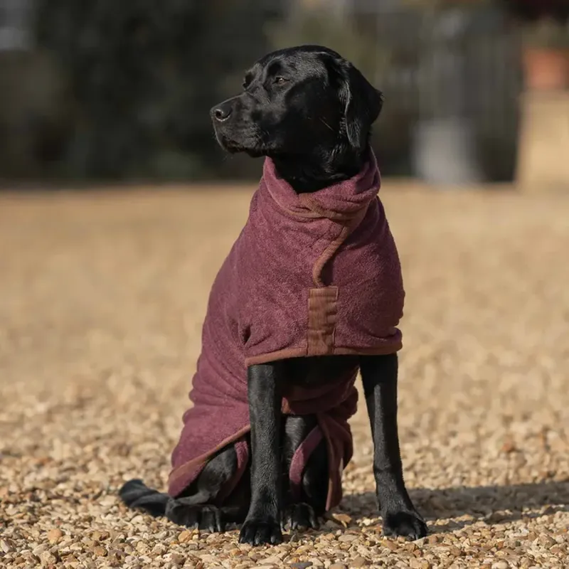 Ruff and Tumble Country Drying Coat Burgundy Faux Leather Trim XS