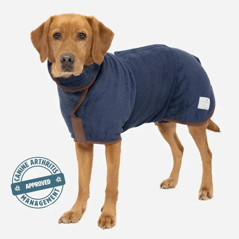 Ruff and Tumble Country Drying Coat French Navy Faux Leather Trim