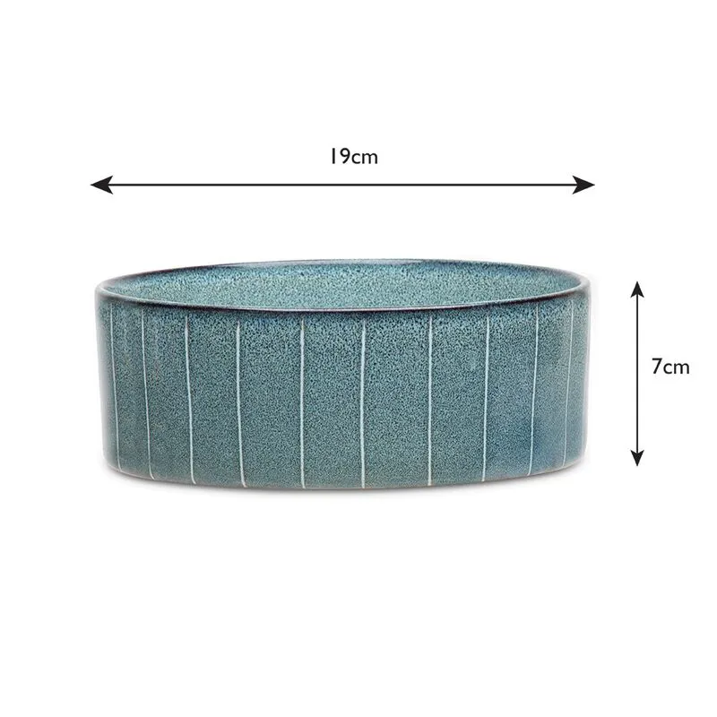 Scruffs Reactive Glaze Pet Bowl Pinstripe Grey-3