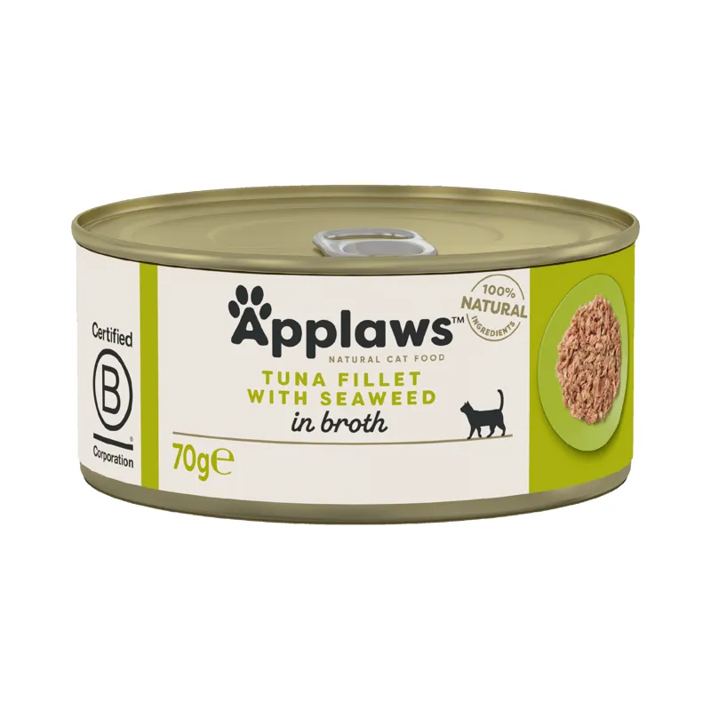 Applaws Cat Can Tuna Fillet with Seaweed in Broth 70g