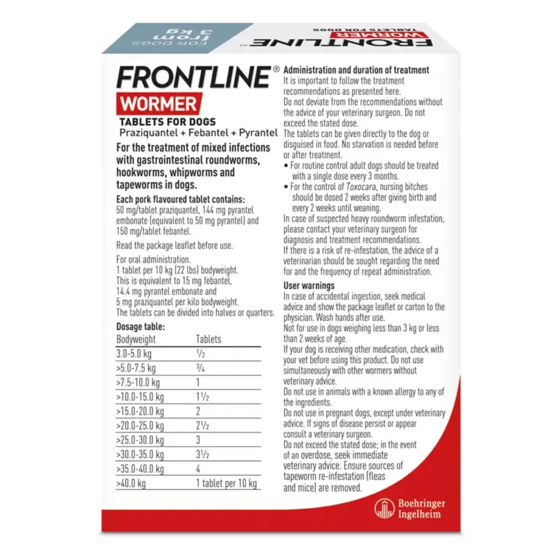 Frontline Wormer Tablets For Dogs From 3kg - 2 Tablets 2 pack-1