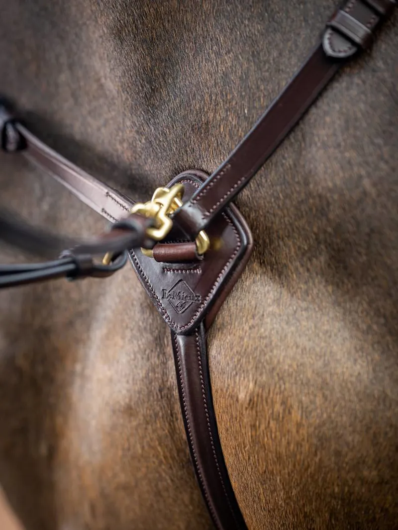LeMieux Breastplate with D-Ring Attachment in Havana/Brass-1