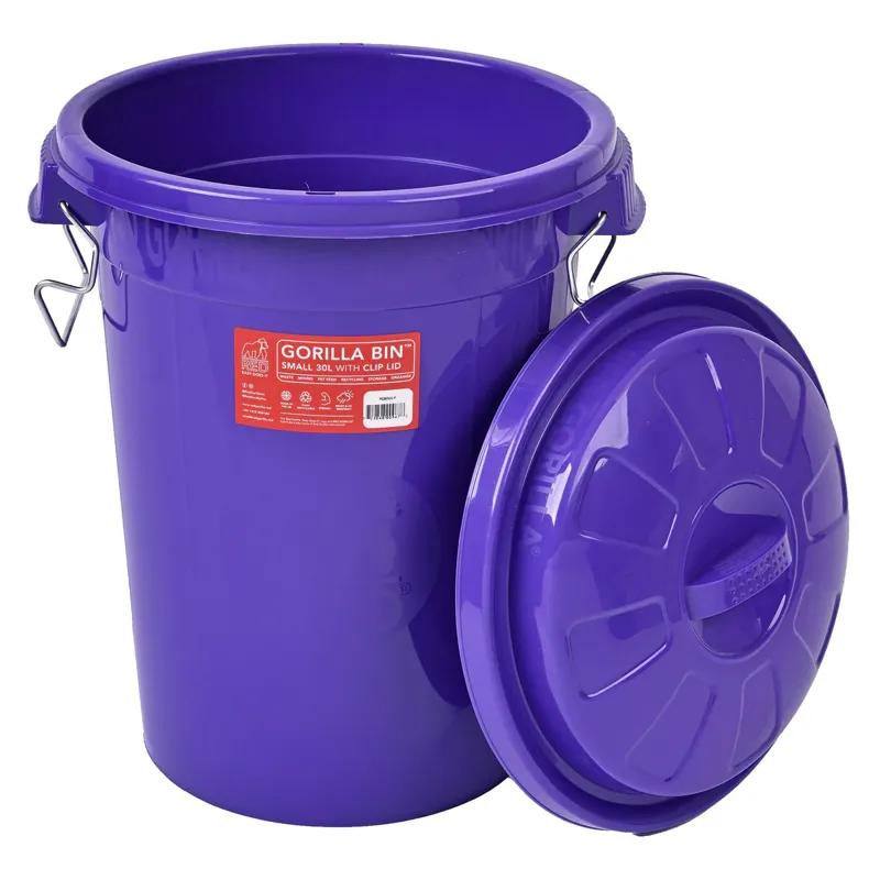 Gorilla Bin 30L Bin with Clip Lid Purple