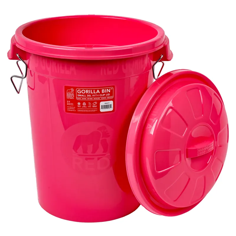 Gorilla Bin 30L Bin with Clip Lid Pink