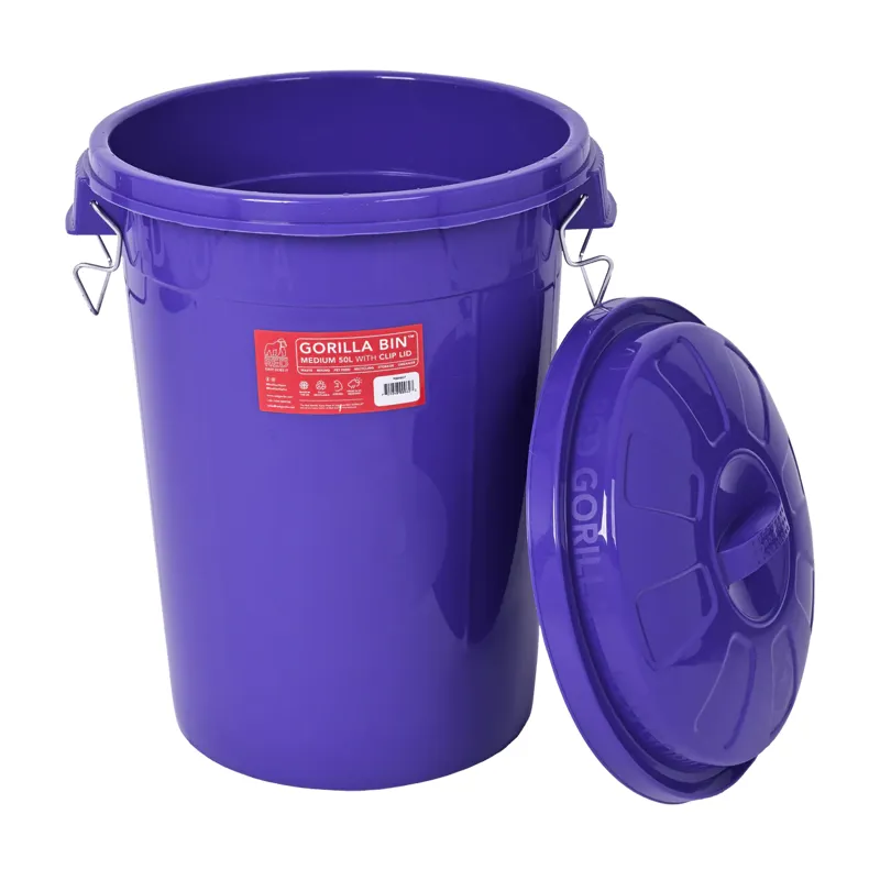 Gorilla Bin 50L Bin with Clip Lid Purple