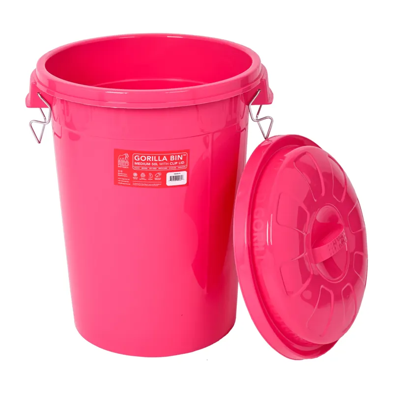 Gorilla Bin 50L Bin with Clip Lid Pink