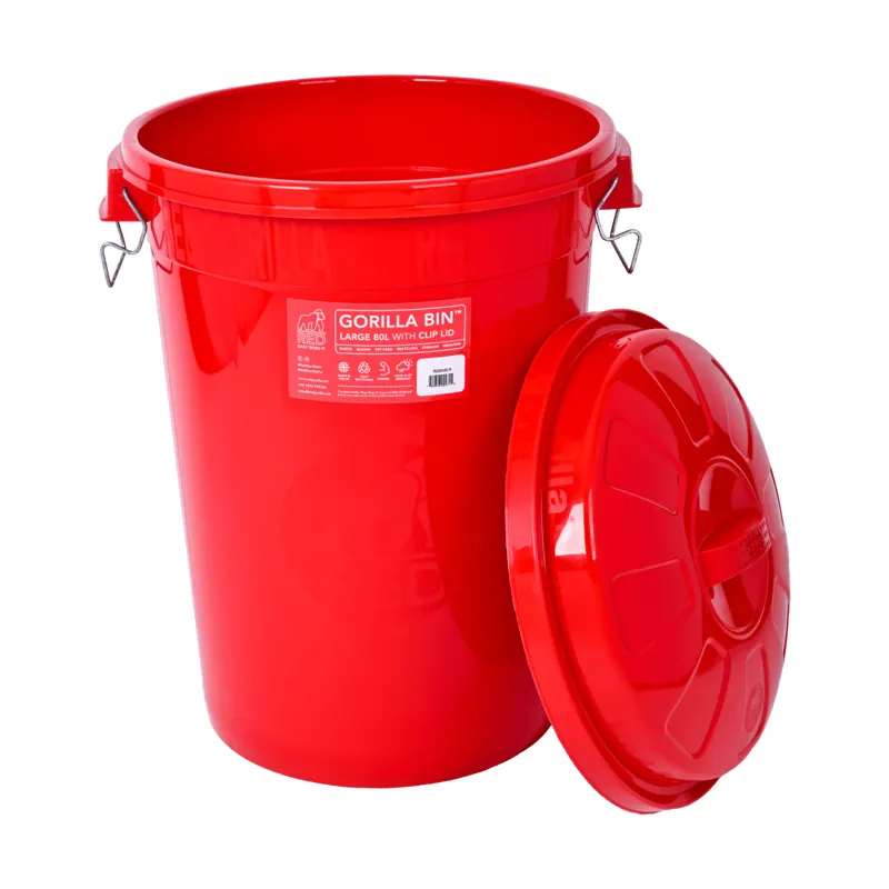 Gorilla Bin 80L Bin with Clip Lid Red