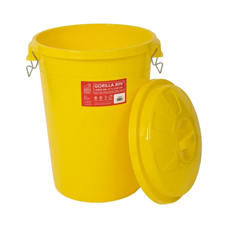 Gorilla Bin 80L Bin with Clip Lid Yellow