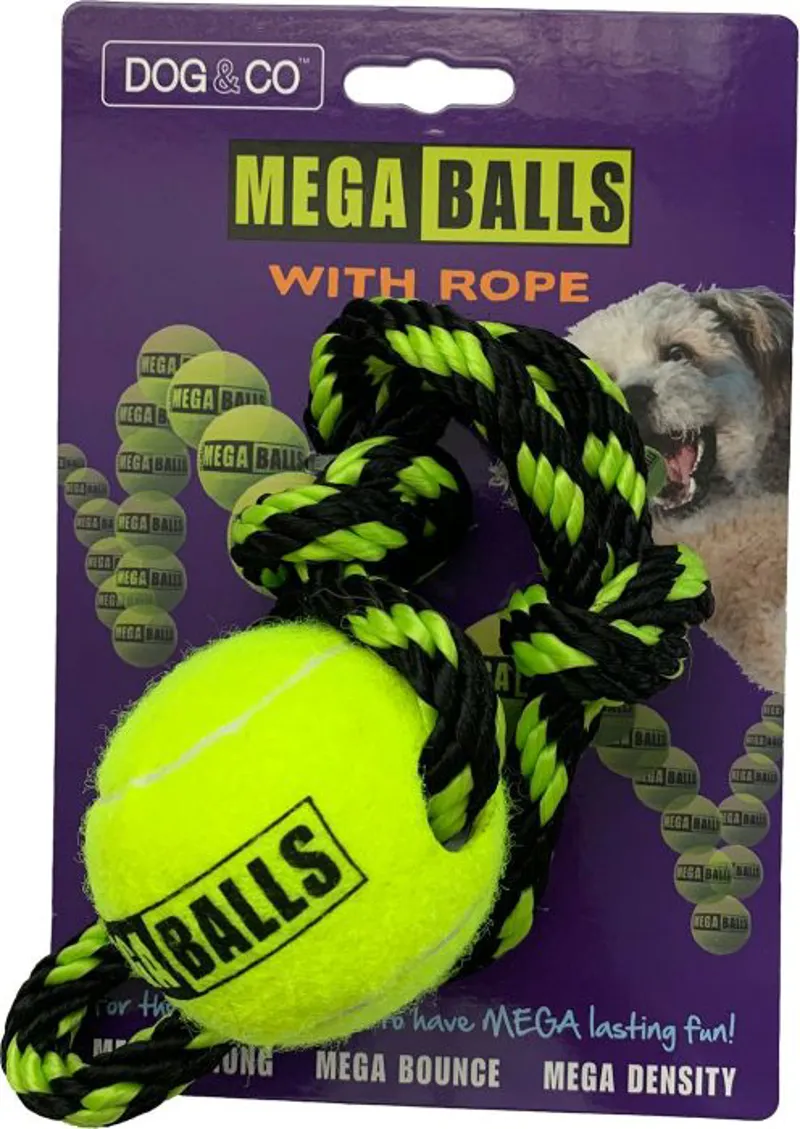 Dog and Co Mega Balls with Rope 2.5in