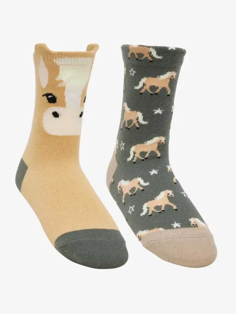 LeMieux Mini Cotton Character Socks 2pk Haflinger Rosemary