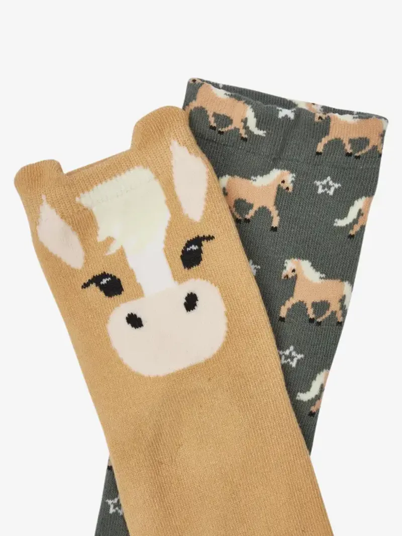 LeMieux Mini Cotton Character Socks 2pk Haflinger Rosemary-1