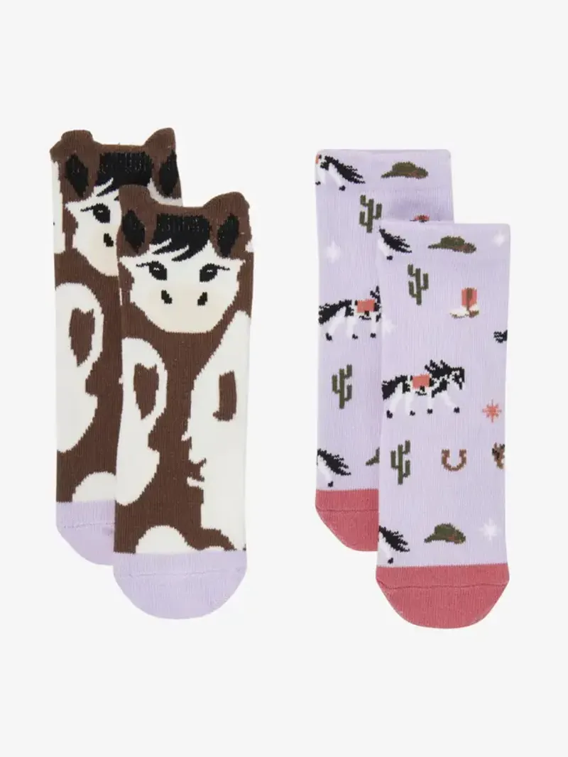 LeMieux Mini Cotton Character Socks 2pk Paint Pony Lilac